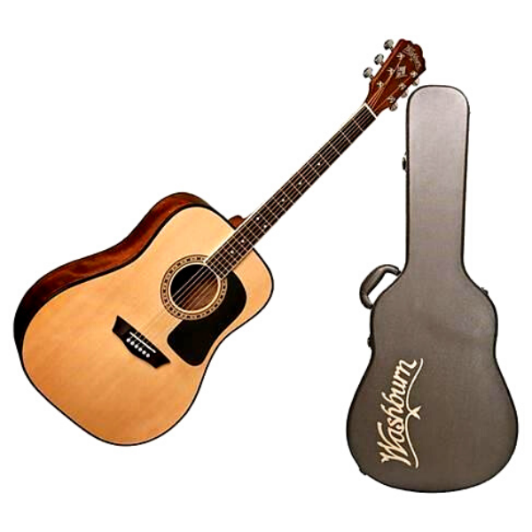 Washburn Guitars Apprentice 5 Series Folk Dreadnought with Hard Shell Case