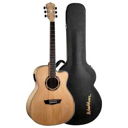 Washburn Guitars Electric Cutaway Flame Maple B/Sides Grand Auditorium with Hardshell Case