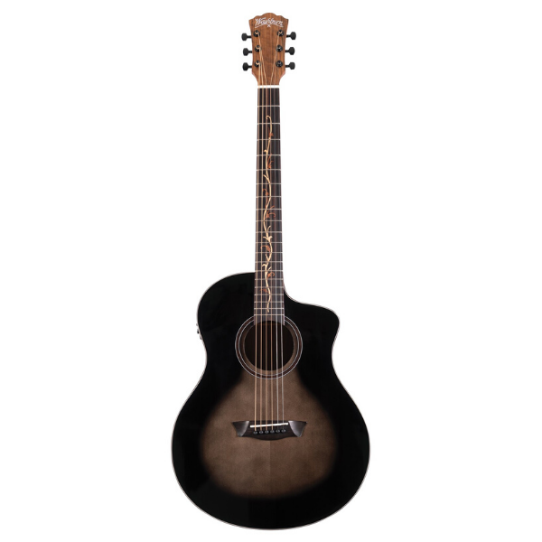 Washburn VITE S9V Bella Tono Studio Cutaway Acoustic Electric Guitar Gloss Charcoal Burst