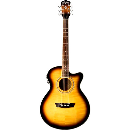 Washburn Guitars Dreadnought Mini Jumbo Acoustic-Electric Tobacco Burst