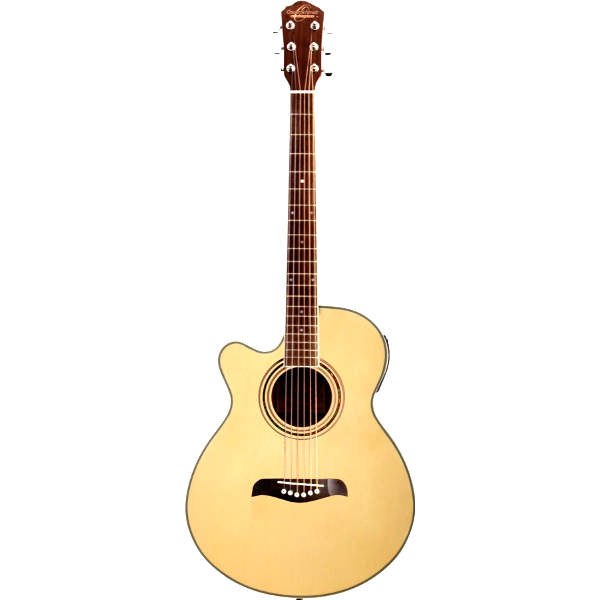 Oscar Schmidt Folk Left-Handed Cutaway Acoustic Electric Guitar. Natural Spruce
