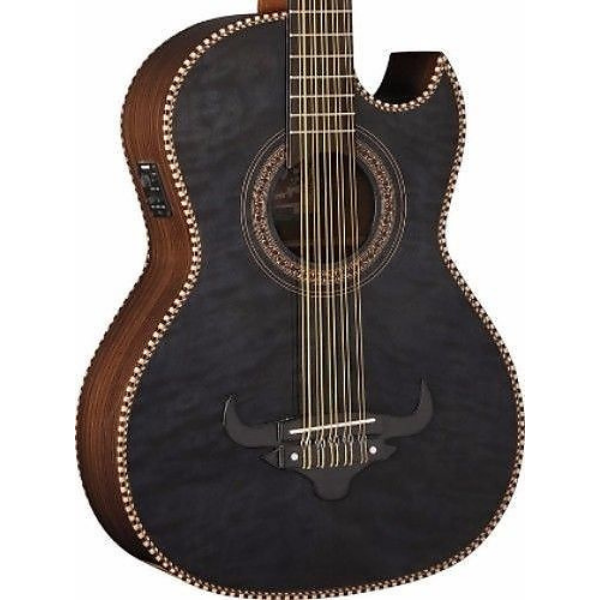 Mexican Guitar - Oscar Schmidt Acoustic Electric Bajo Quinto Trans Black
