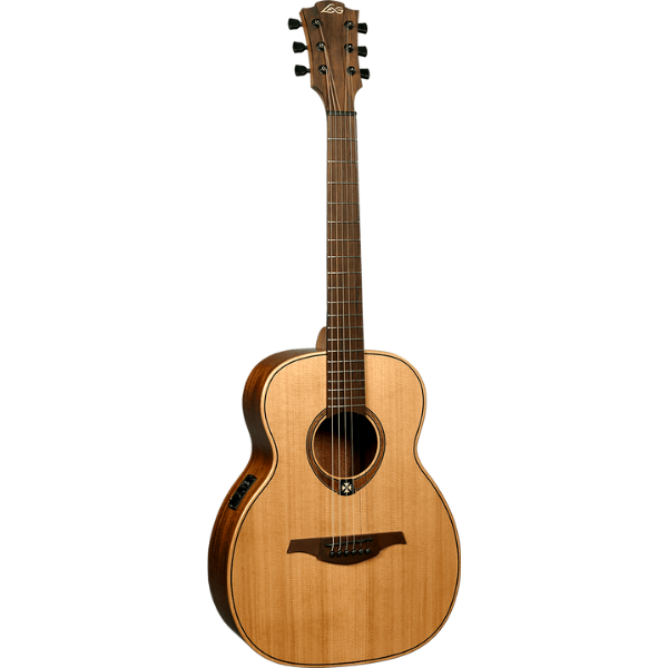LAG Tramontane Travel Guitar Red Cedar A/E Natural w/Bag